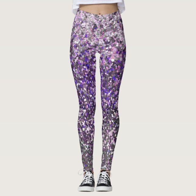 Leggings Séquin de Parties scintillant d'argent violet de f (Devant)