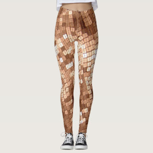 Leggings Séquins couleur cuivre brillant FAUX scintillant