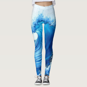 Leggings Serene Blue Wave Splashes