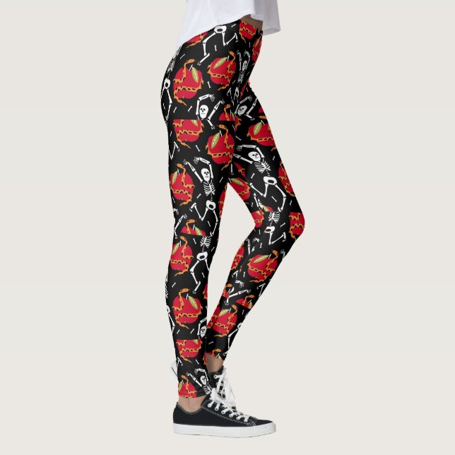 Leggings Serpents de pomme et Skelton de danse | Halloween (Droite)