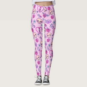 Leggings Serpents Kawaii Et Goth Pastel Rose