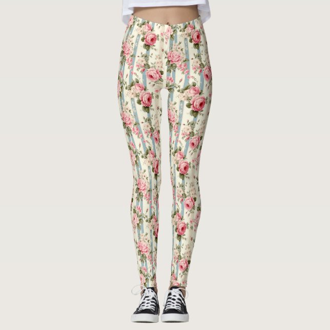 Leggings Shabby Chic Roses Vintages (Devant)