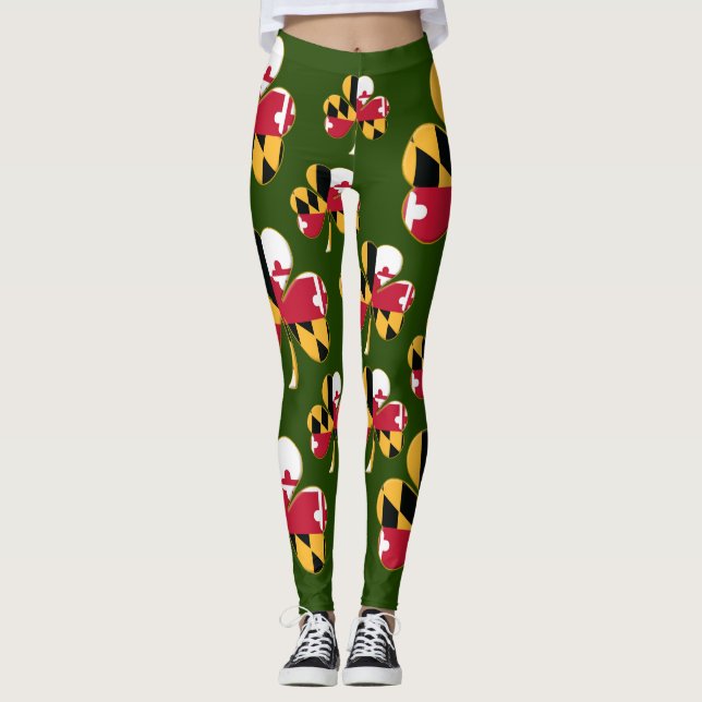 Leggings Shamrock de drapeau du Maryland (Devant)