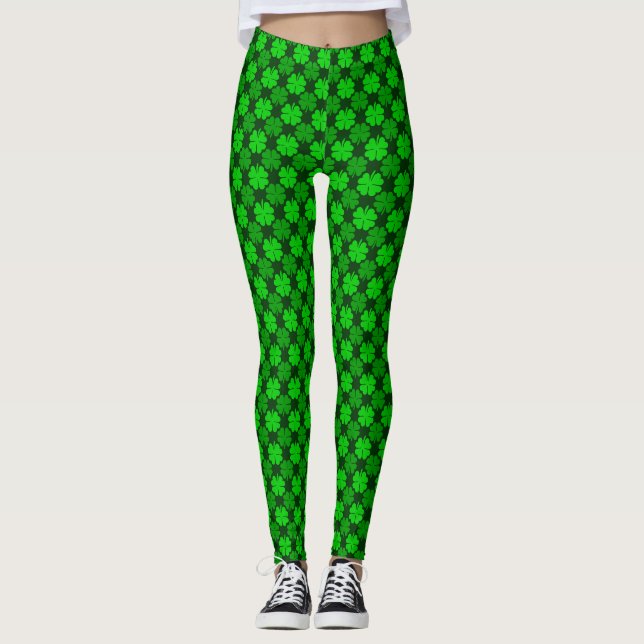 Leggings Shamrock de la Saint-Patrick Motif (Devant)