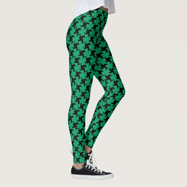 Leggings Shamrock de la Saint Patrick Motif vert noir 2023 (Droite)