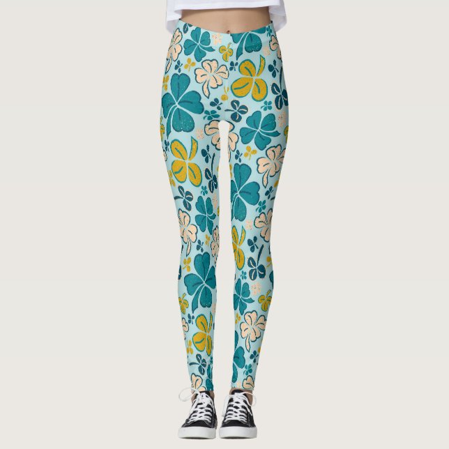 Leggings Shamrock de trèfle vert Motif Saint Patrick`s Day (Devant)