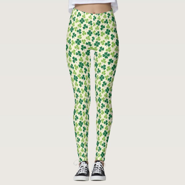 Leggings Shamrock Lucky Clover Motif St Patrick's Day (Devant)