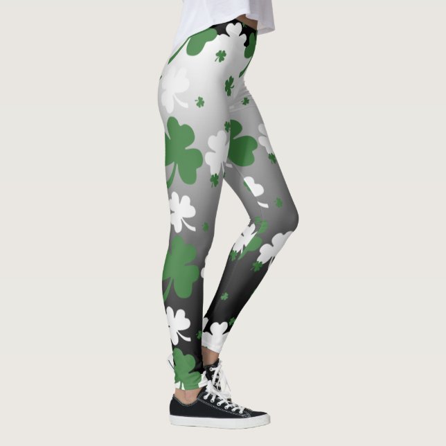 Leggings Shamrock, vert et blanc sur terrain grisé (Droite)