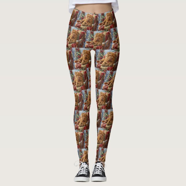 Leggings Shar Pei Chien Festif de Noël (Devant)