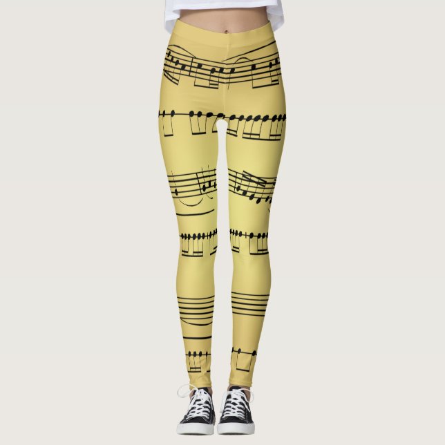 Leggings ~ Sheet Music ~ Golden Background ~  (Front)