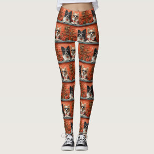 Leggings Shetland Sheepdog avec roses du cœur pour la Saint