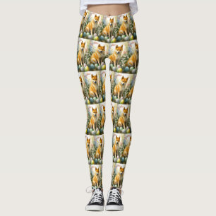 Leggings Shiba Inu avec les oeufs de Pâques vacances