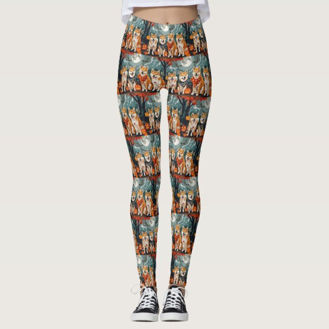 Leggings Shiba Inu Halloween Éffrayant (Devant)