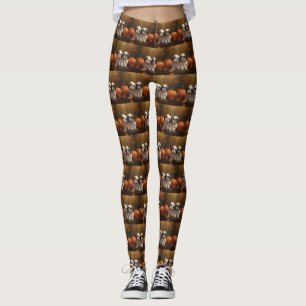 Leggings Shih Tzu Puppy Automne Citrouille de plaisir