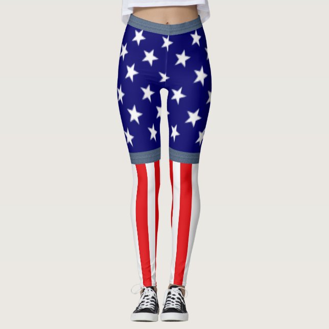 Leggings Shorts Drapeau Américain (Devant)
