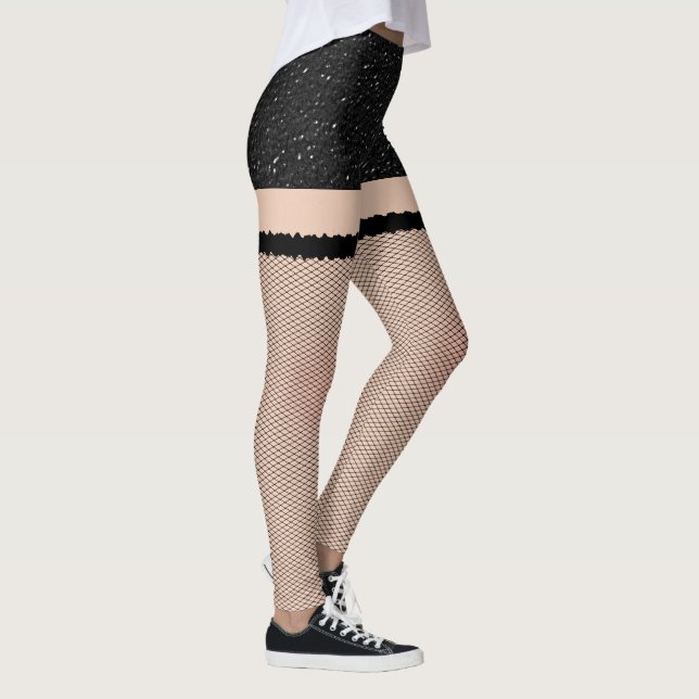 Leggings Shorts En Cuir Noir Avec Poisson (Droite)