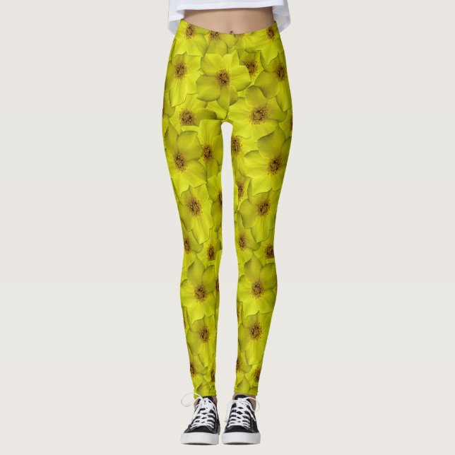 Leggings Shrubby Cinquefoil Motif sans couture (Devant)