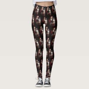 Leggings Sibérien Husky avec Noël Festif du Père Noël