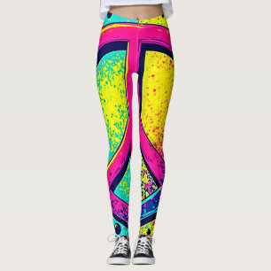 Leggings Signe de Paix Rétro Coloré