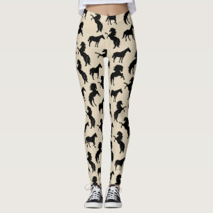 Leggings Silhouettes rustiques de Cheval Noir & Taupe