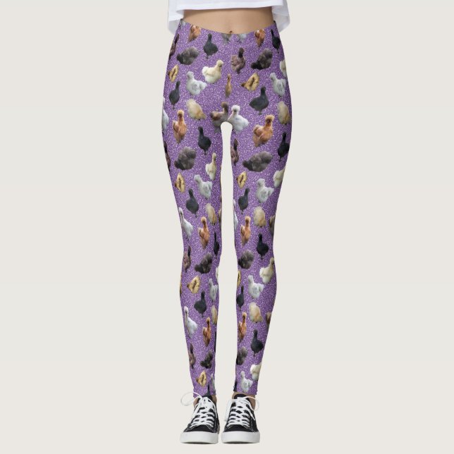 Leggings Silkie Bantam Poulets Faux Parties scintillant vio (Devant)