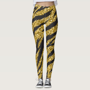 Leggings simple désert doré rayures de tigre motif moderne