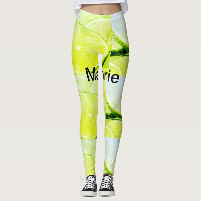 Leggings Simple jaune citron vert ajouter nom minimum perso (Devant)