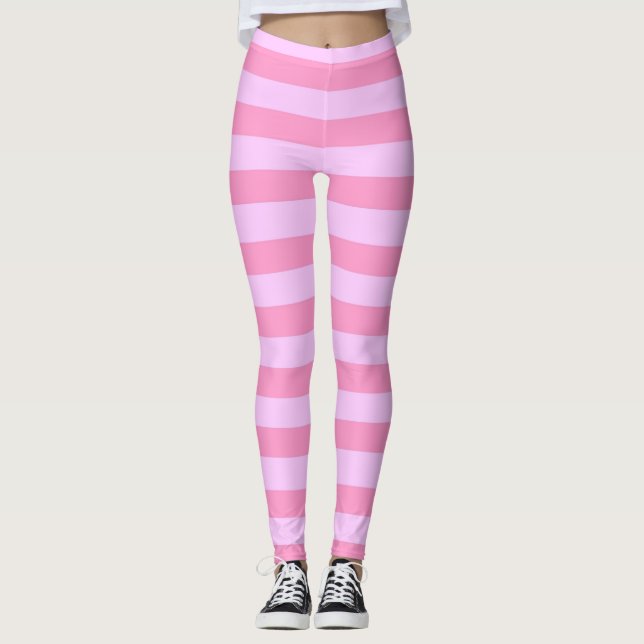 Leggings Simple moderne Motif en bande rose fille (Devant)