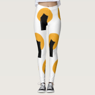 Leggings Simple orange noir tree watercolor pattern custom