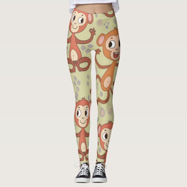 Leggings Singes caricaturaux mignons (Devant)