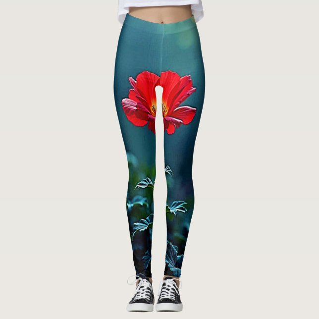 Leggings Single Red Bloom Focus Design (Devant)