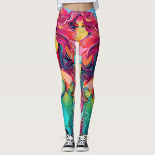 Leggings Sirène Arc-En-Ciel Avec Cocktail