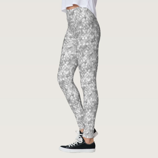 Leggings Sirène de Parties scintillant Silver Bokeh (Gauche)