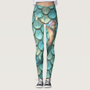 Leggings Sirène Sur Les Échelles De Queue De Sirène
