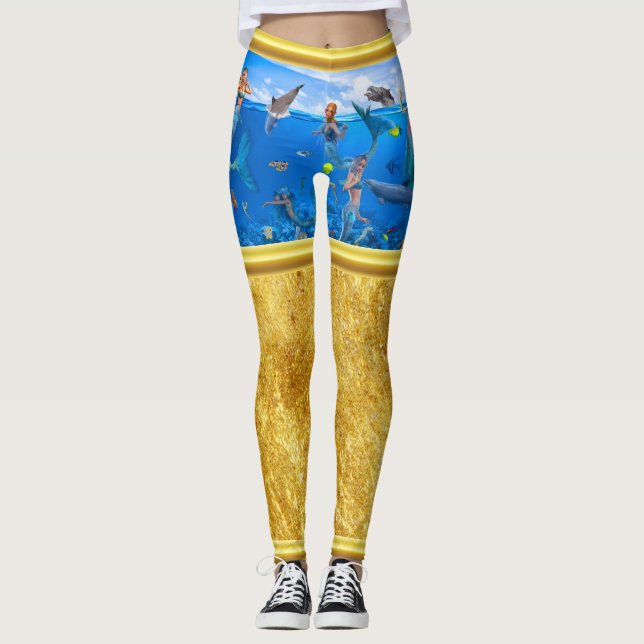 Leggings Sirènes avec dauphins (Devant)