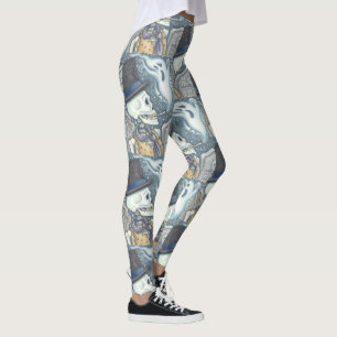 LEGGINGS SKELETON FUMEUR, CEMETERY GOTH SKELLY LEGINGS