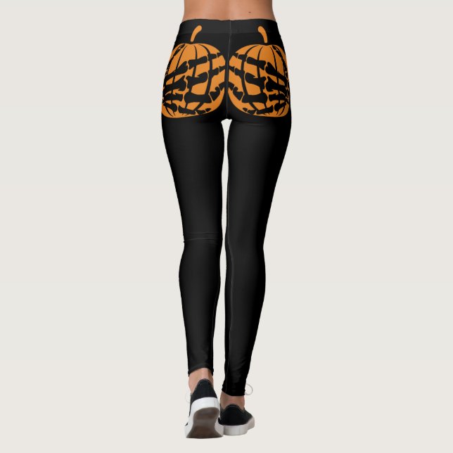 Leggings Skeleton main sur Citrouille Booty Drôle Halloween (Dos)