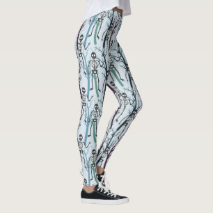 Leggings Skeletons et arbres morts sur le bleu