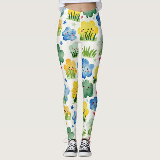 Leggings Sky Blue Sunshine Jaune Grassy Green Camo