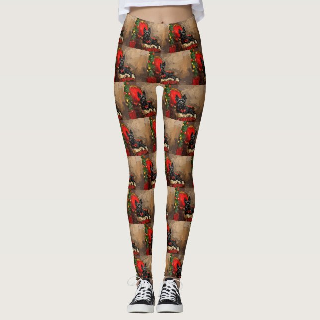 Leggings Skye Terrier Chien Festif de Noël (Devant)