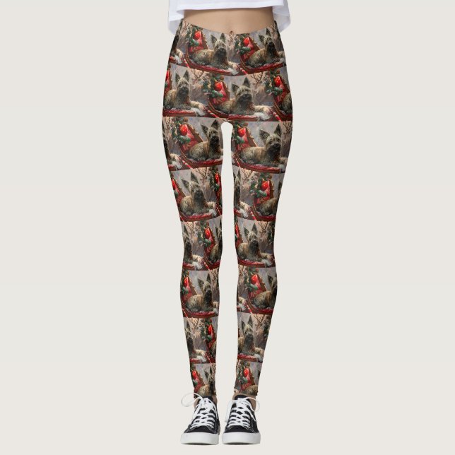 Leggings Skye Terrier Chien Festif de Noël (Devant)