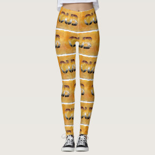 Leggings SlipperyJoe's petit ours mots or brun brun blanc