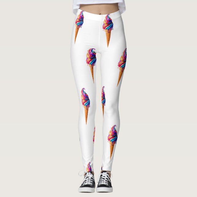 Leggings SlipperyJoe's vibrante crème glacée cone classique (Devant)