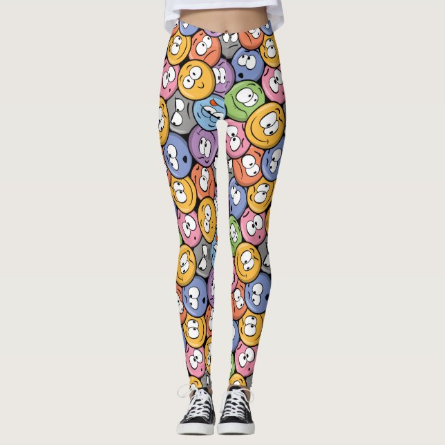 Leggings Smiley Face Emoji motif (Devant)