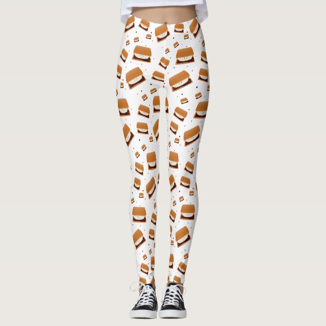 Leggings S'mores de sourire avec des points sur le blanc (Devant)