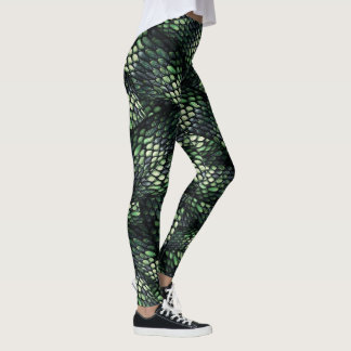 Leggings #Snakeskin, peau de serpent Vert et Noir