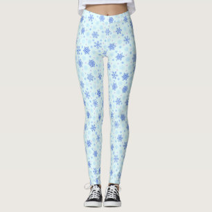Leggings Snowflakes Pastel Bleu Bébé Bleu Neige Élégant Chi
