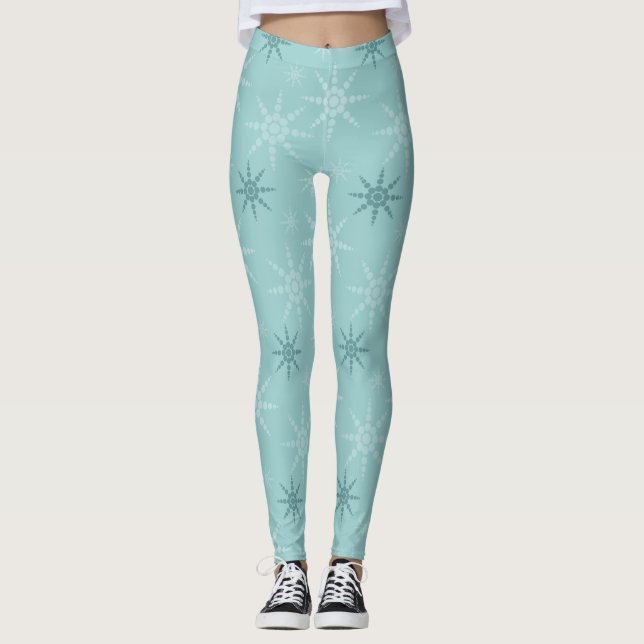 Leggings snowflics bleu blanc froid sports d'hiver (Devant)