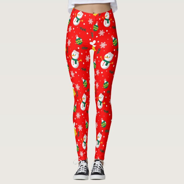 Leggings Snowman de Noël, Hommes Femmes & Enfants, Décor de (Devant)