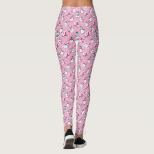 Leggings Snowman portant des écharpes   Noël rose pastel